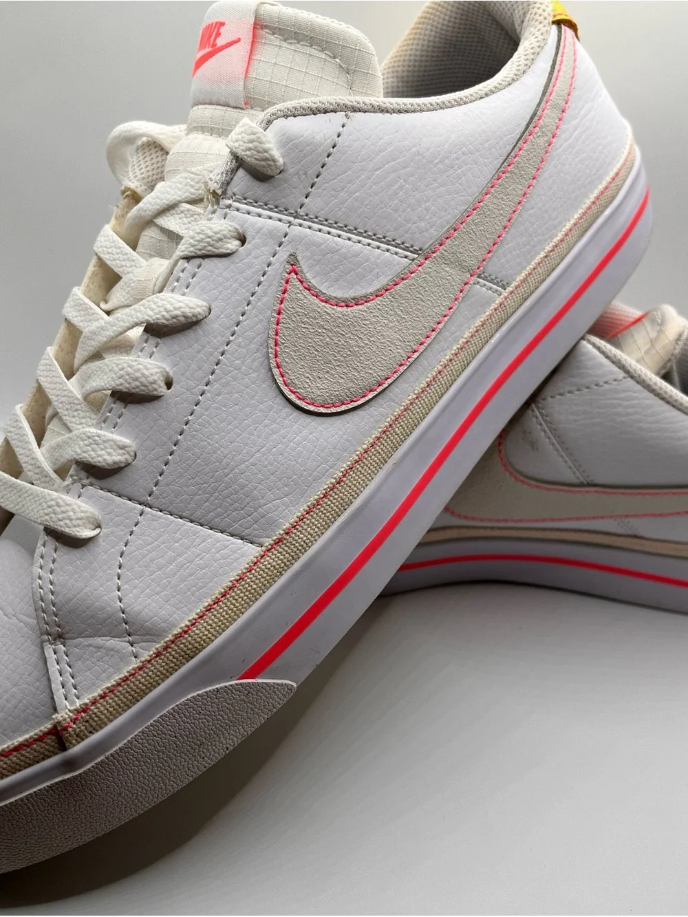 Nike Women’s White Low-Top Sneakers with Pink and Yellow Accents 12